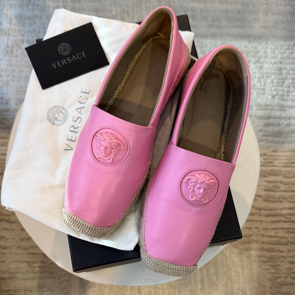 Versace Pink Leather Espadrilles
